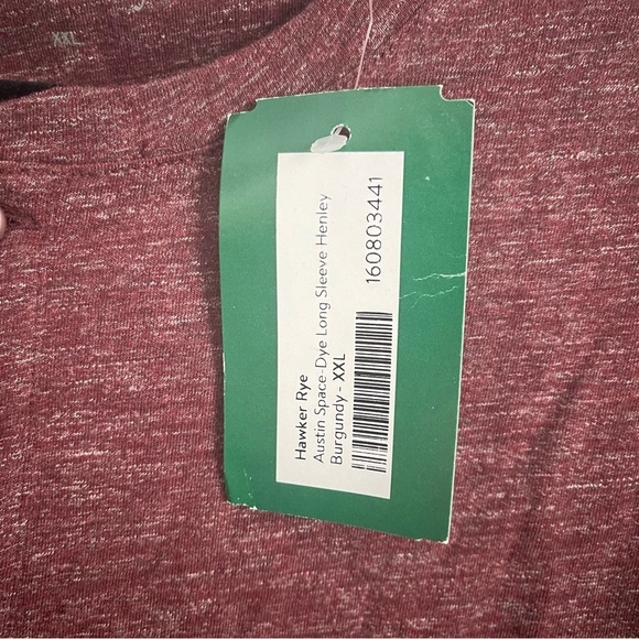 NWT Hawker Rye Mens Austin Space dye long sleeve Henley burgundy size XXL - Picture 5 of 10